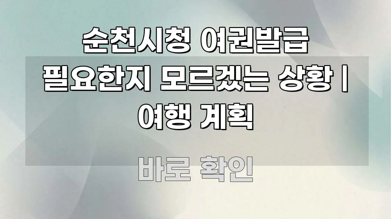 순천시청 여권발급 필요한지 모르겠는 상황 | 여행 계획 쉽게 따라할 수 있는 콘텐츠 요약 표지 이미지 - 독자 이해를 위한 이미지