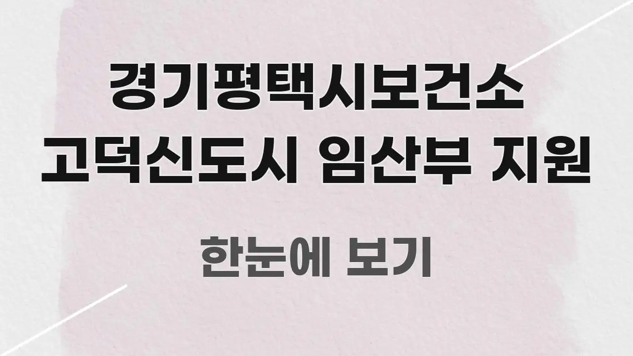 경기평택시보건소 고덕신도시 임산부 지원 주요 포인트를 요약한 콘텐츠 요약 표지 이미지 - 내용 요약을 위한 이미지