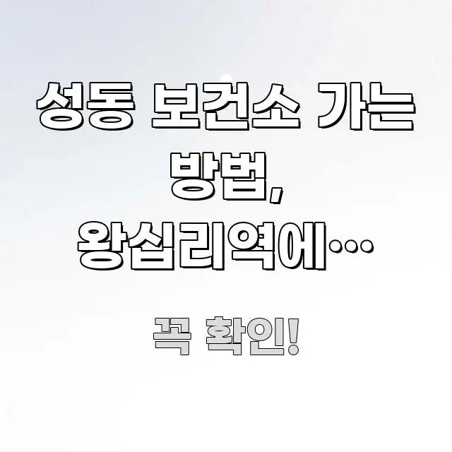 성동 보건소 가는 방법, 왕십리역에서 버스로 5분만에 주요 포인트를 요약한 정보 카드 디자인 이미지 - 참고용 이미지