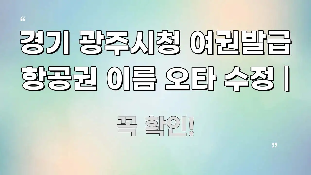 경기 광주시청 여권발급 항공권 이름 오타 수정 | 알기 쉽게 정리한 심플 타이포그래피 표지