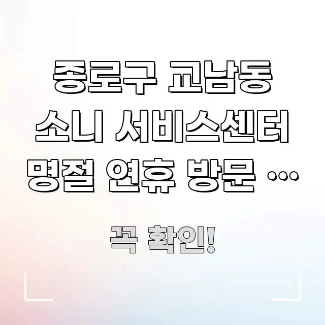 종로구 교남동 소니 서비스센터 명절 연휴 방문 | 당일 실용적으로 정리한 읽기 좋은 정보 카드 - 글 흐름을 돕는 시각 자료