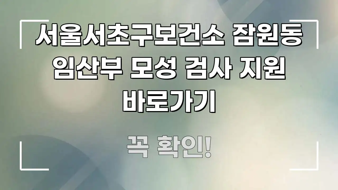 서울서초구보건소 잠원동 임산부 모성 검사 지원 바로가기 전문적으로 분석한 블로그 포스트 커버 이미지 - 활용 예시 이미지