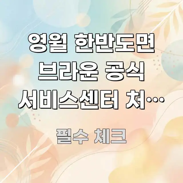 영월 한반도면 브라운 공식 서비스센터 처음 방문 | 핵심 개념을 담은 블로그 헤더 이미지 - 독자 이해를 위한 이미지