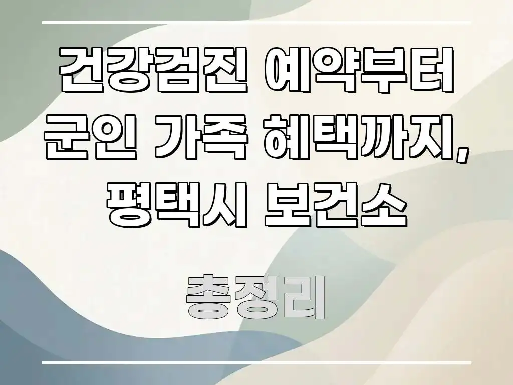 건강검진 예약부터 군인 가족 혜택까지, 평택시 보건소 빠르게 이해할 수 있는 텍스트 기반 블로그 이미지 - 글 흐름을 돕는 시각 자료