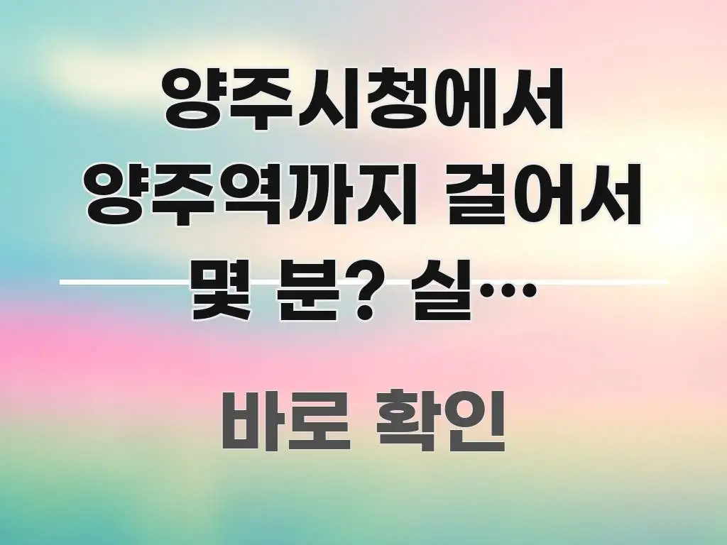양주시청에서 양주역까지 걸어서 몇 분? 실제 걸음으로 가독성 높게 정리한 가독성 높은 정보 이미지 - 활용 예시 이미지