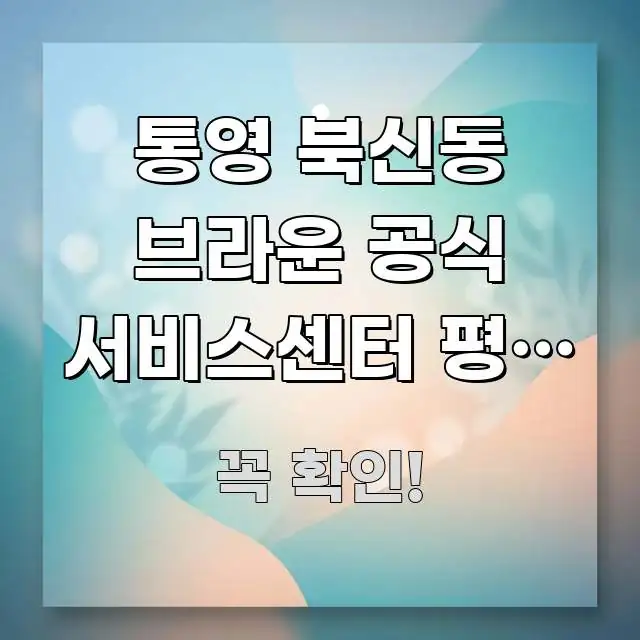 통영 북신동 브라운 공식 서비스센터 평일 오후 방문 | 흥미롭게 구성한 블로그 포스트 커버 이미지