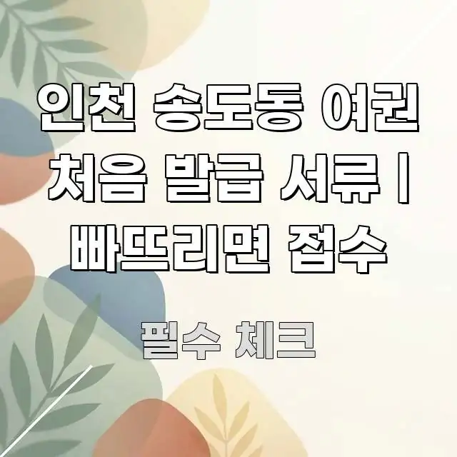 인천 송도동 여권 처음 발급 서류 | 빠뜨리면 접수 핵심 키워드 중심의 블로그 대표 이미지 - 독자 이해를 위한 이미지