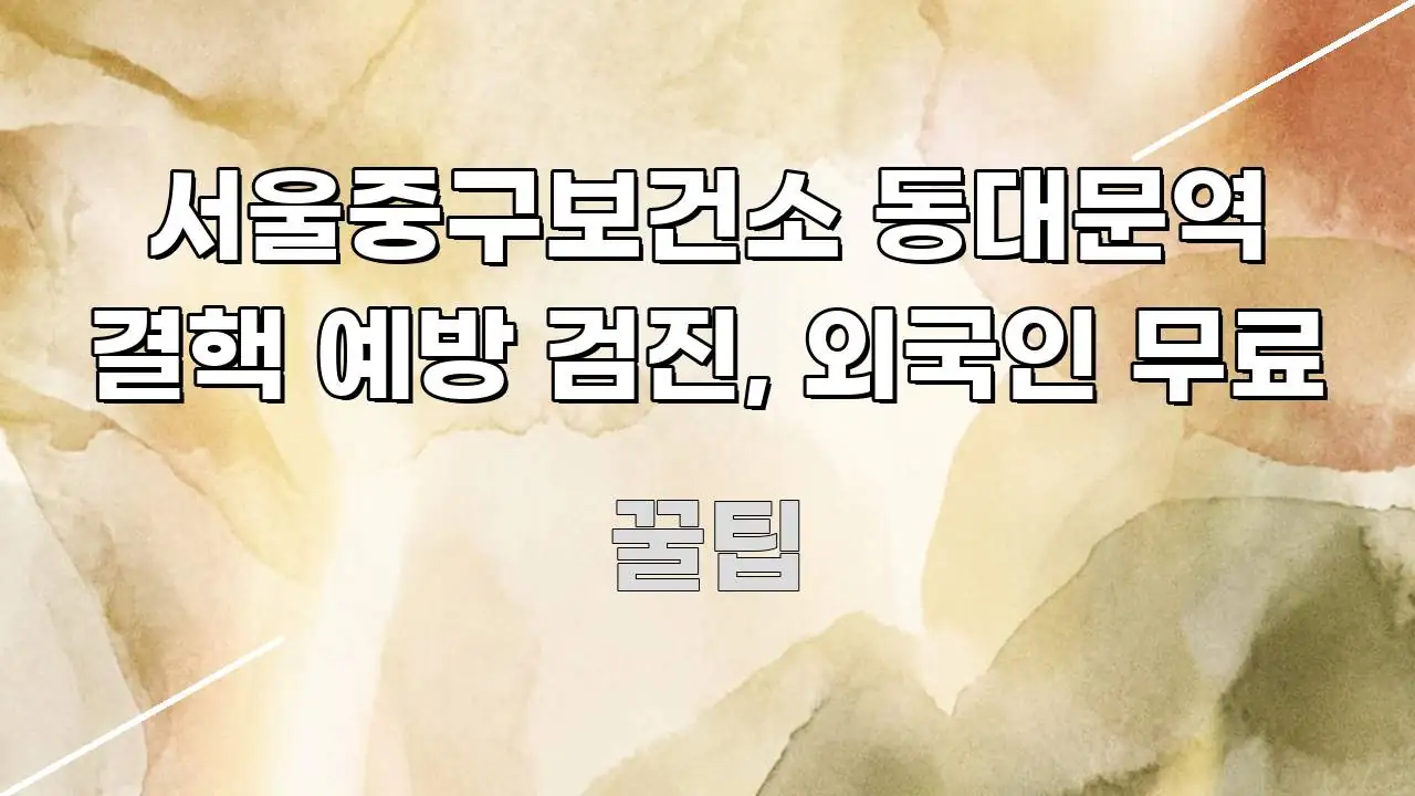 서울중구보건소 동대문역 결핵 예방 검진, 외국인 무료 핵심만 담은 정보 요약 인포그래픽 이미지 - 가독성을 높이는 이미지