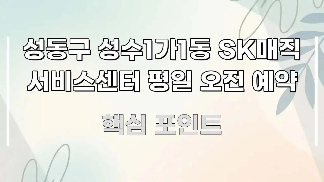 성동구 성수1가1동 SK매직 서비스센터 평일 오전 예약 직관적으로 이해되는 스마트 정보 카드 - 내용 요약을 위한 이미지