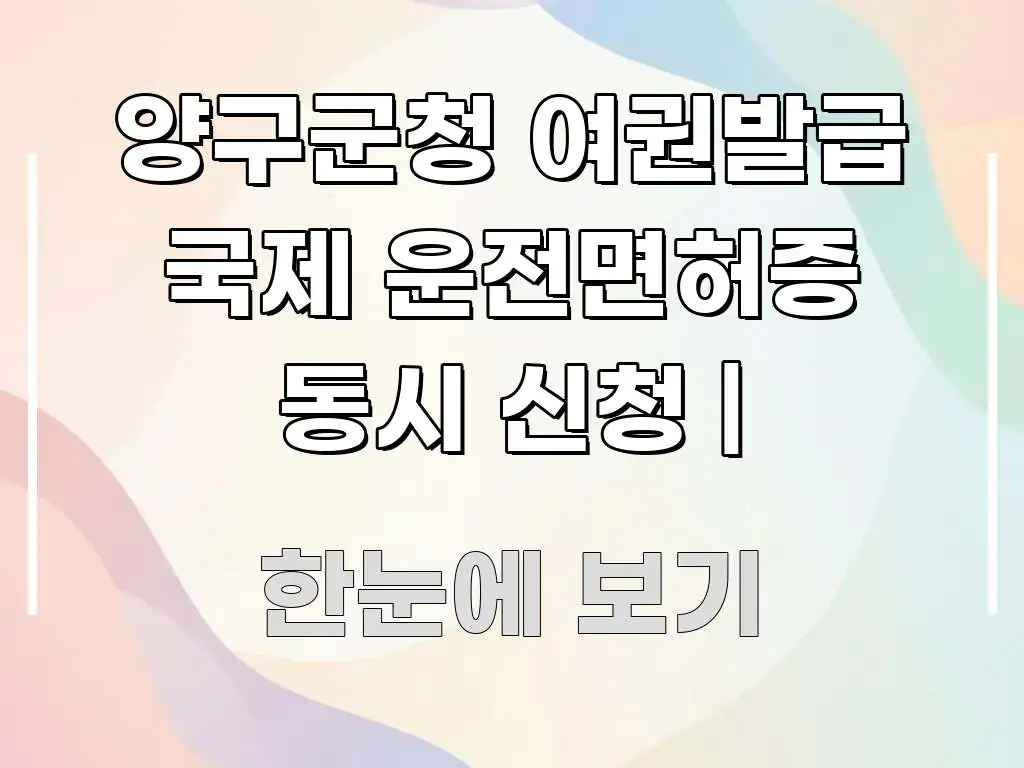 양구군청 여권발급 국제 운전면허증 동시 신청 | 핵심 내용을 정리한 핵심 정보 비주얼 - 본문 내용과 연관된 이미지