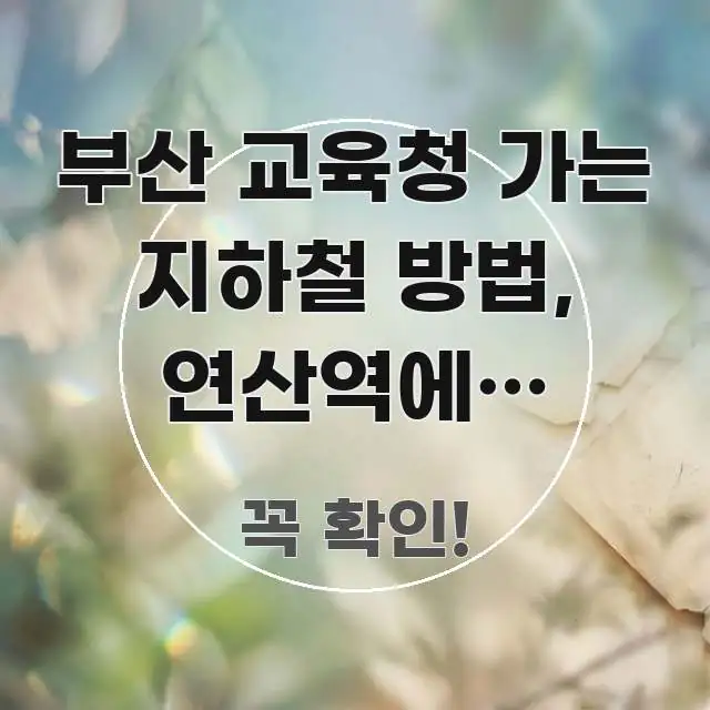 부산 교육청 가는 지하철 방법, 연산역에서 버스로 가는 스마트하게 정리된 정보 요약 포스터 - 활용 예시 이미지