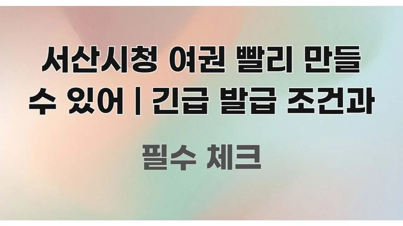 서산시청 여권 빨리 만들 수 있어 | 긴급 발급 조건과 핵심 요점 중심의 글 소개 썸네일 이미지
