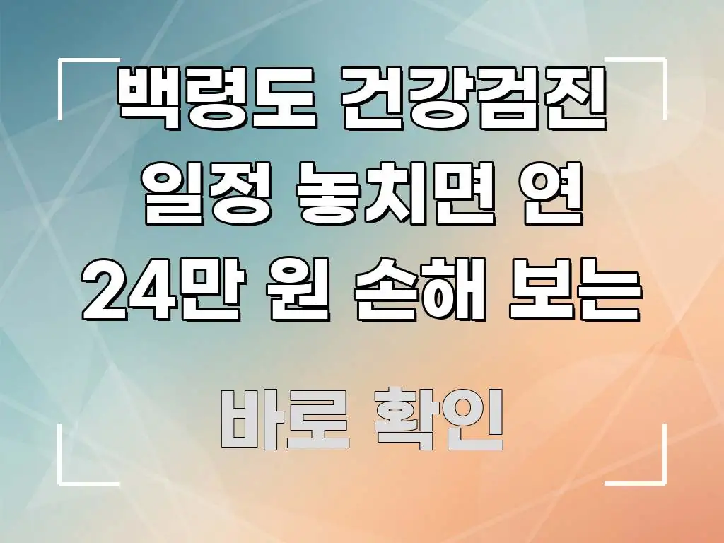 백령도 건강검진 일정 놓치면 연 24만 원 손해 보는 핵심 개념을 담은 심플 타이포그래피 표지