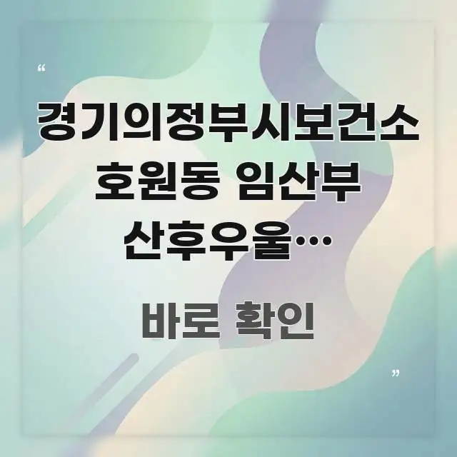경기의정부시보건소 호원동 임산부 산후우울증 무료검사, 깔끔하게 정리된 가독성 높은 정보 이미지 - 내용 요약을 위한 이미지