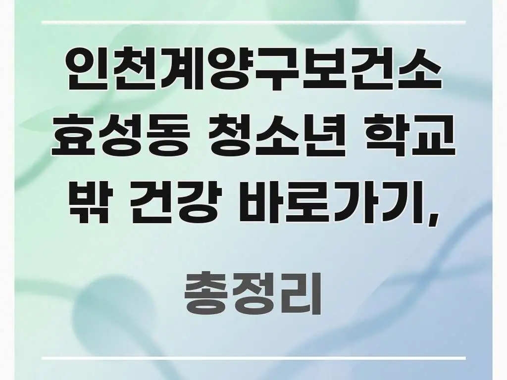 인천계양구보건소 효성동 청소년 학교 밖 건강 바로가기, 이해하기 쉬운 텍스트 중심 디자인 표지