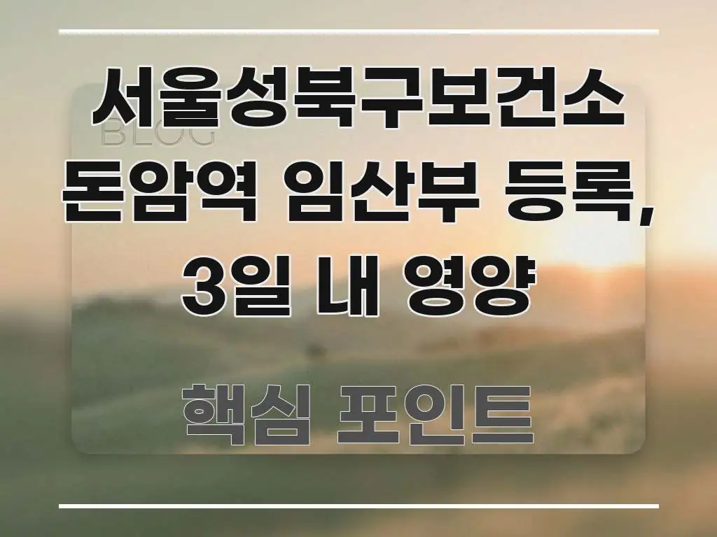 서울성북구보건소 돈암역 임산부 등록, 3일 내 영양 꼭 필요한 정보만 담은 블로그 포스트 커버 이미지 - 참고용 이미지