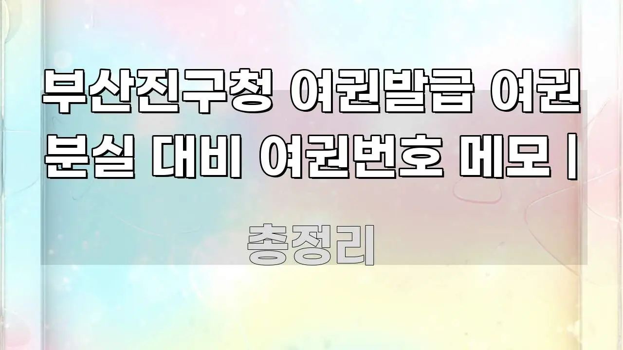 부산진구청 여권발급 여권 분실 대비 여권번호 메모 | 핵심 내용을 정리한 콘텐츠 요약 표지 이미지 - 활용 예시 이미지