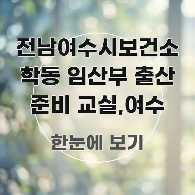 전남여수시보건소 학동 임산부 출산 준비 교실,여수 전문적으로 분석한 텍스트 포스터 이미지 - 본문 내용과 연관된 이미지