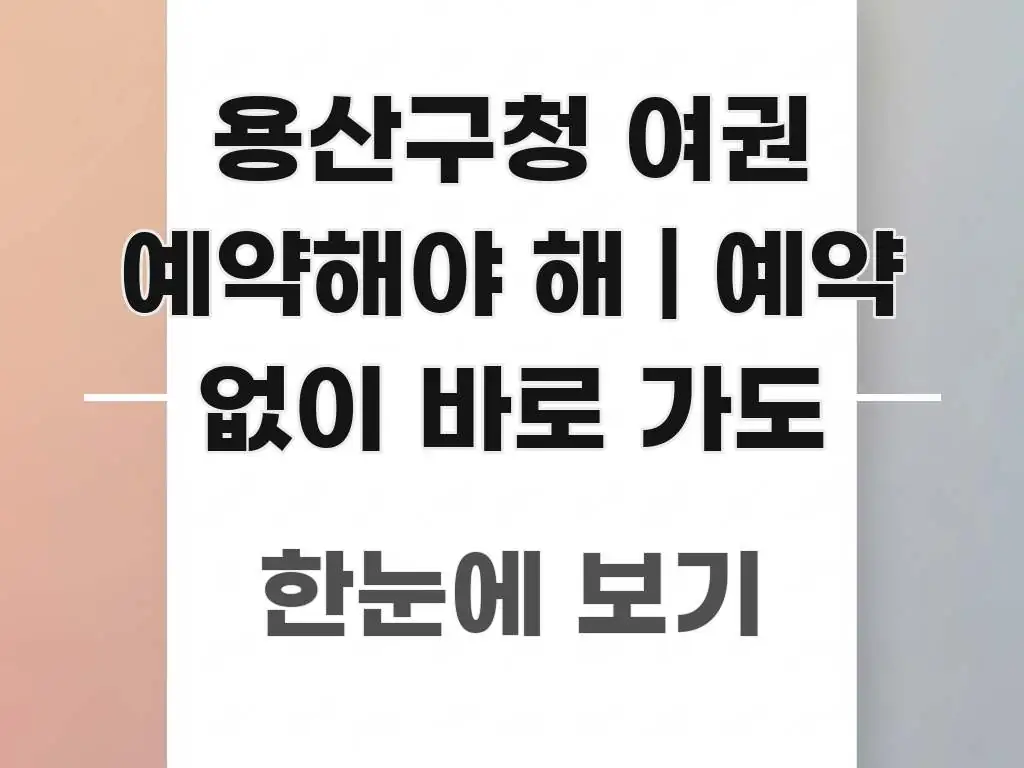 용산구청 여권 예약해야 해 | 예약 없이 바로 가도 가독성 높게 정리한 정보 전달형 표지 이미지