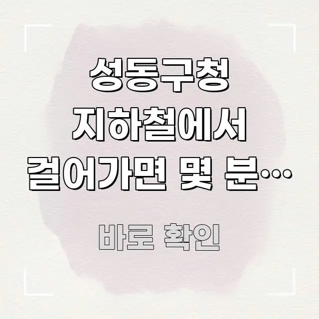 성동구청 지하철에서 걸어가면 몇 분? 실제 걸은 빠르게 이해할 수 있는 블로그 대표 이미지