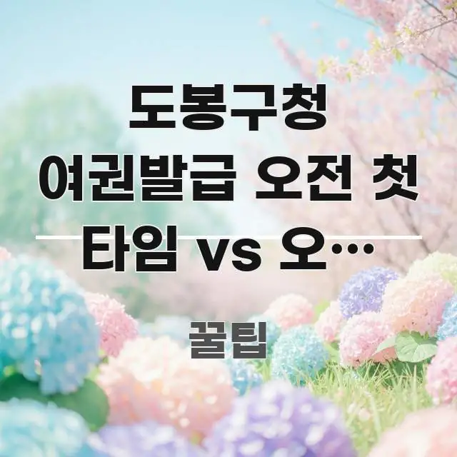 도봉구청 여권발급 오전 첫 타임 vs 오후 마감 전 | 명확하게 정리된 정보 전달형 표지 이미지 - 가독성을 높이는 이미지
