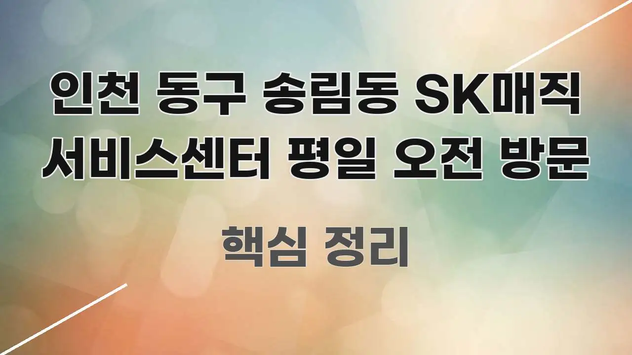 인천 동구 송림동 SK매직 서비스센터 평일 오전 방문 꼼꼼하게 정리된 깔끔한 인포그래픽 표지