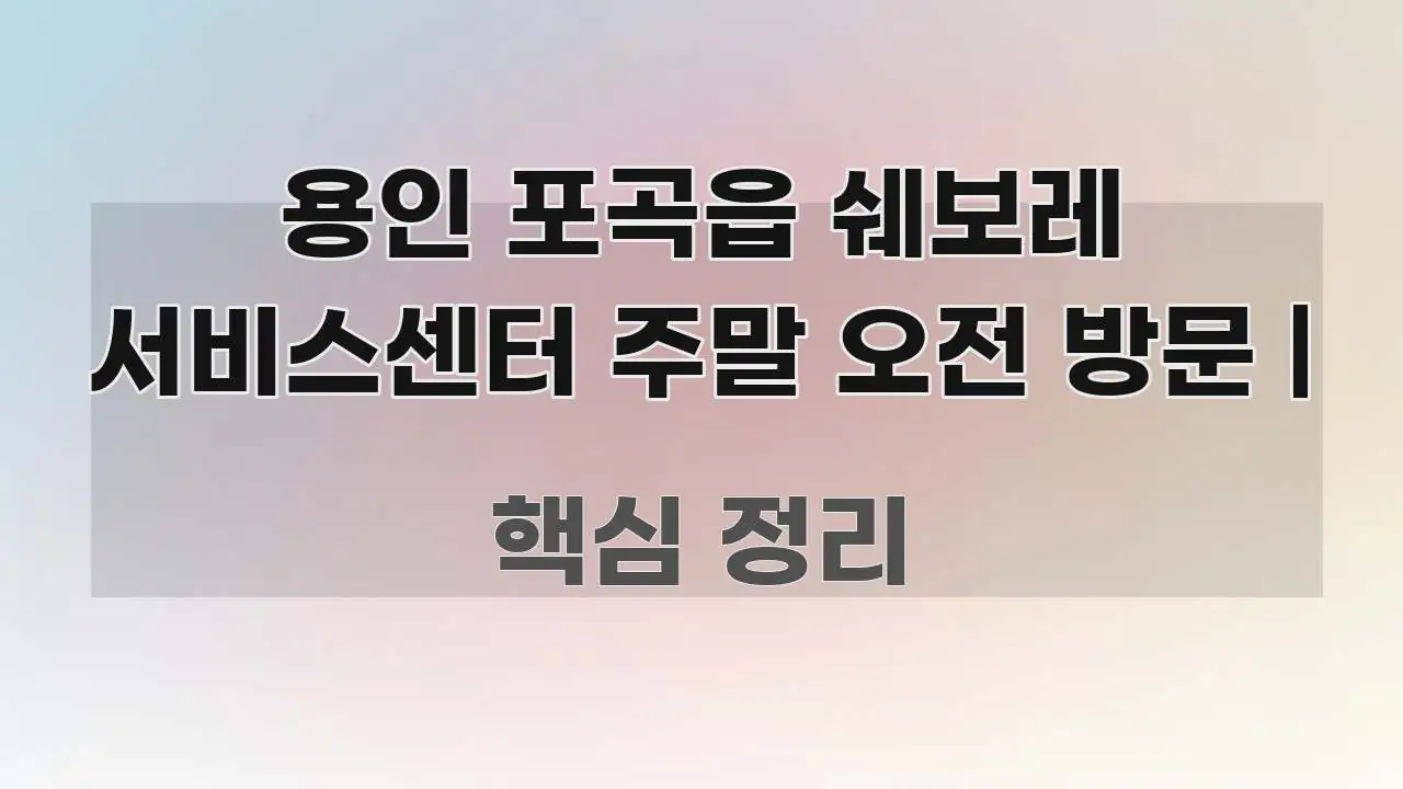 용인 포곡읍 쉐보레 서비스센터 주말 오전 방문 | 직관적으로 이해되는 정보 전달형 표지 이미지 - 활용 예시 이미지