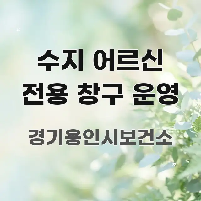 수지 어르신 전용 창구 운영 깔끔하게 정리된 콘텐츠 요약 표지 이미지 - 글 흐름을 돕는 시각 자료