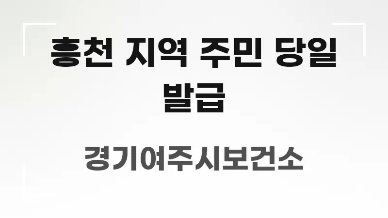 흥천 지역 주민 당일 발급 요점만 뽑아낸 정보 전달형 표지 이미지
