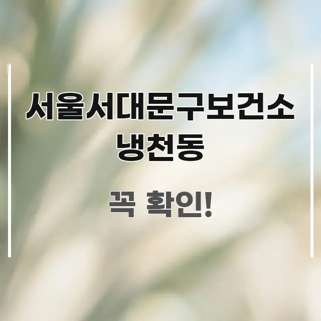 서울서대문구보건소 냉천동 정보 이미지 서울서대문구보건소 냉천동 흐름을 잡아주는 가독성 높은 정보 이미지