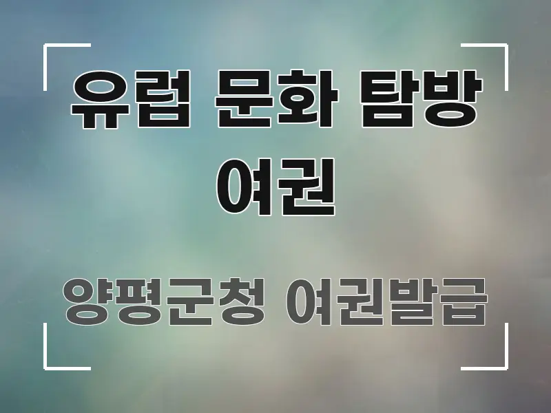 유럽 문화 탐방 여권 간결하고 명료한 스마트 정보 카드