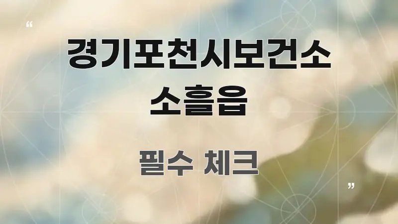 경기포천시보건소 소흘읍 흐름을 잡아주는 핵심 정보 비주얼 - 활용 예시 이미지
