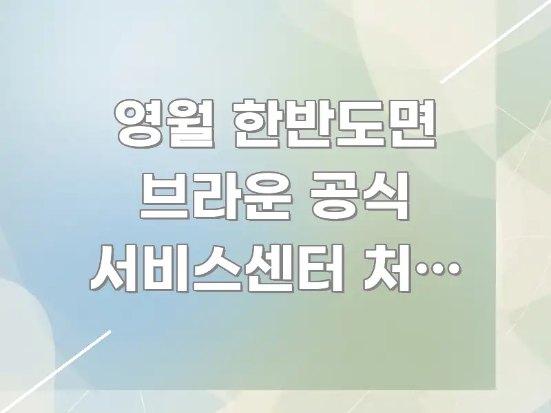 영월 한반도면 브라운 공식 서비스센터 처음 방문 | 구조적으로 정리된 핵심 정리 썸네일 이미지 - 설명을 돕는 이미지