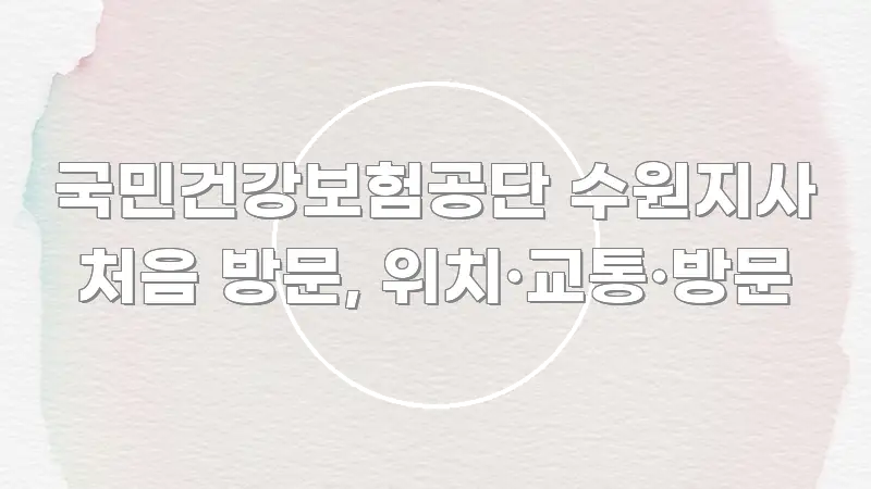 국민건강보험공단 수원지사 처음 방문, 위치·교통·방문 핵심 내용을 정리한 정보 요약 포스터