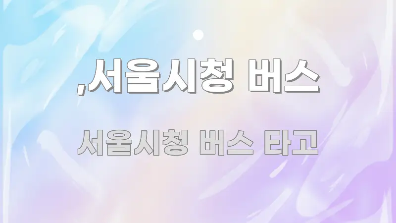 ,서울시청 버스 빠르게 이해할 수 있는 글 소개 썸네일 이미지