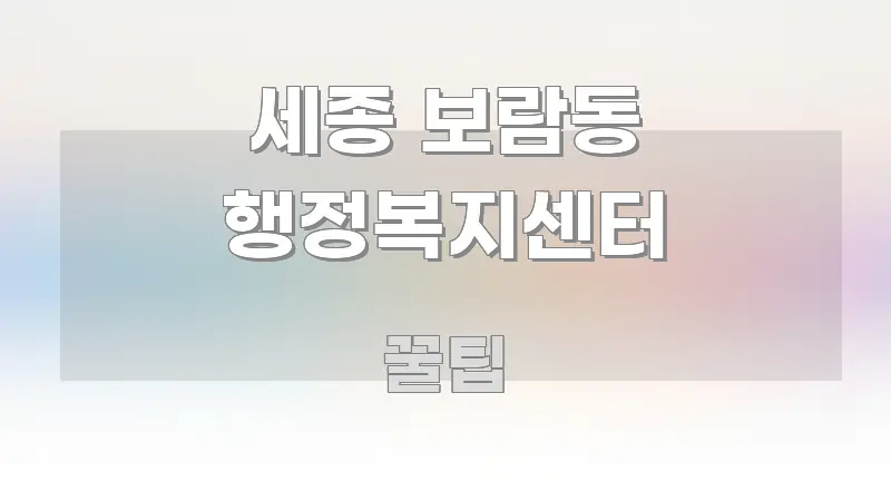 세종 보람동 행정복지센터 구조적으로 정리된 정보 전달형 표지 이미지 - 독자 이해를 위한 이미지