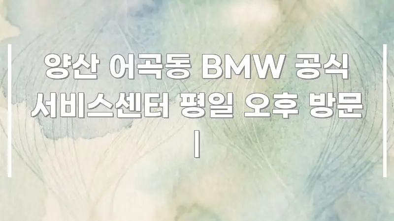 양산 어곡동 BMW 공식 서비스센터 평일 오후 방문 | 독자를 위해 선별한 가독성 높은 정보 이미지 - 활용 예시 이미지