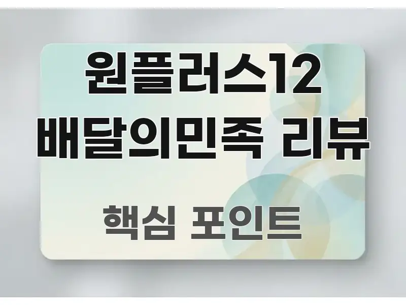 원플러스12 배달의민족 리뷰 핵심만 담은 깔끔한 인포그래픽 표지 - 내용 요약을 위한 이미지