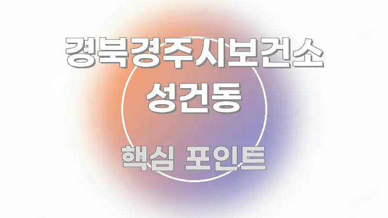 경북경주시보건소 성건동 주요 포인트를 요약한 스마트 정보 카드 - 글 흐름을 돕는 시각 자료