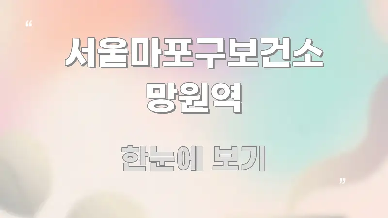 서울마포구보건소 망원역 꼭 알아야 할 정보를 담은 깔끔한 인포그래픽 표지