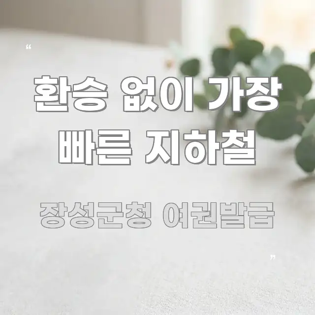 환승 없이 가장 빠른 지하철 핵심 정보 중심의 블로그용 카드뉴스 썸네일 - 독자 이해를 위한 이미지