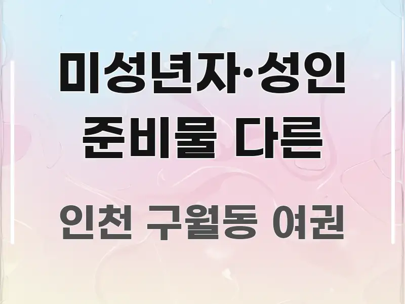 미성년자·성인 준비물 다른 쉽게 읽히는 텍스트형 카드뉴스 표지 이미지 - 내용 요약을 위한 이미지