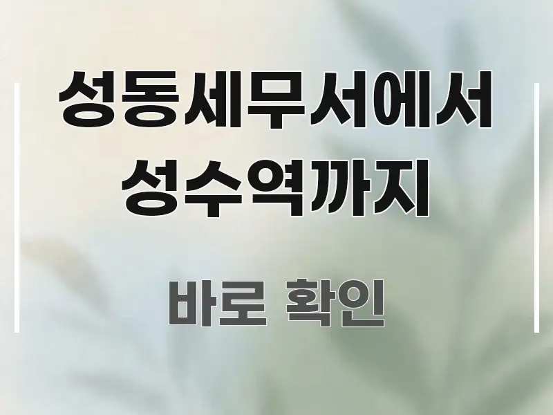 성동세무서에서 성수역까지 실생활에 도움되는 정보 요약 포스터 - 독자 이해를 위한 이미지
