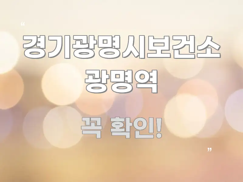 경기광명시보건소 광명역 꼭 필요한 정보만 담은 타이포그래피 블로그 표지 - 설명을 돕는 이미지