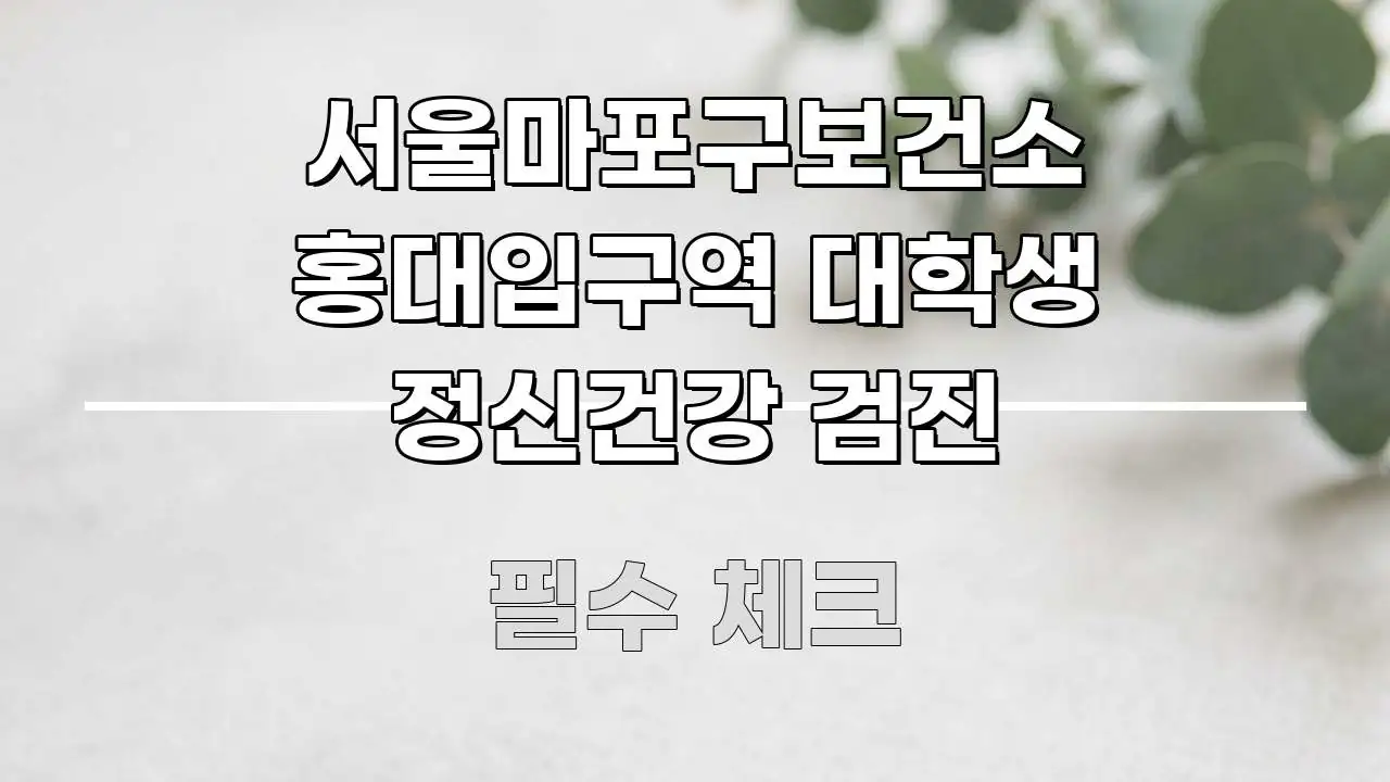 서울마포구보건소 홍대입구역 대학생 정신건강 검진 전문적으로 분석한 깔끔한 인포그래픽 표지 - 설명을 돕는 이미지