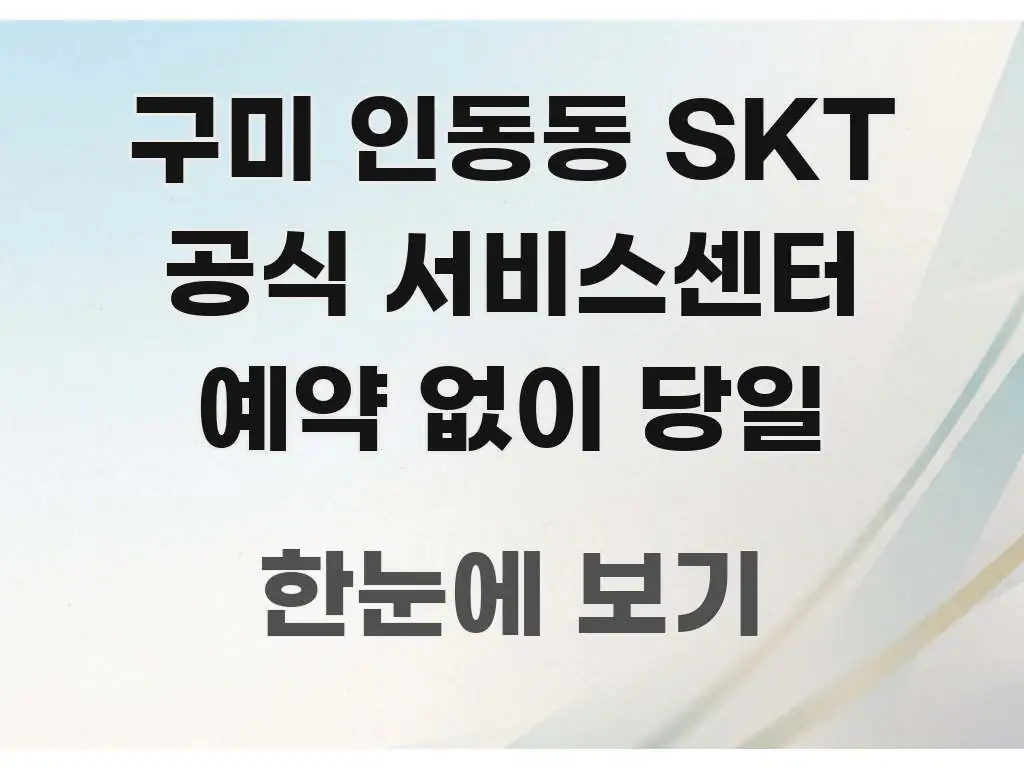 구미 인동동 SKT 공식 서비스센터 예약 없이 당일 심플하고 명확하게 정리한 정보 요약 인포그래픽 이미지 - 본문 내용과 연관된 이미지
