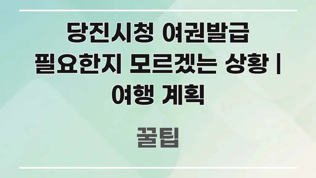 당진시청 여권발급 필요한지 모르겠는 상황 | 여행 계획 명확하게 정리된 가독성 높은 정보 이미지 - 참고용 이미지