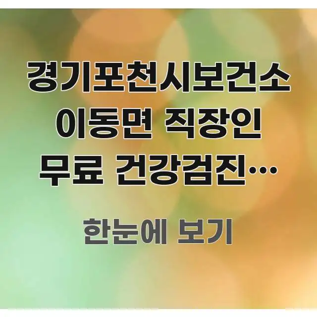 경기포천시보건소 이동면 직장인 무료 건강검진, 이동면 핵심 정보 중심의 읽기 좋은 정보 카드 - 본문 내용과 연관된 이미지