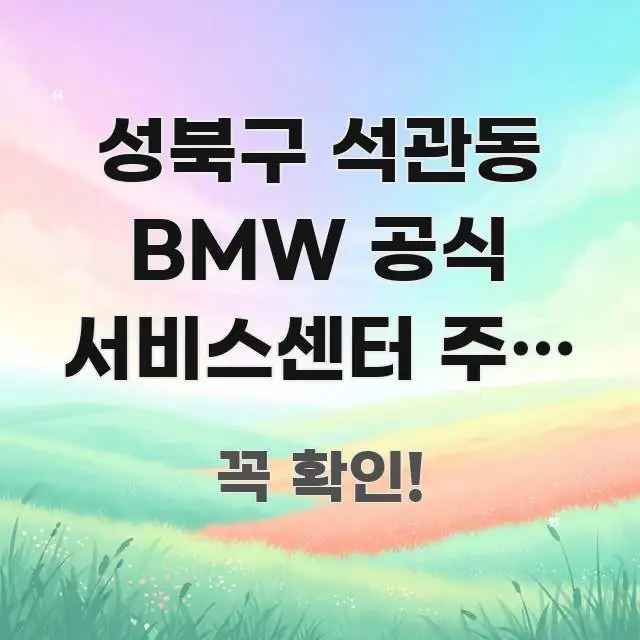 성북구 석관동 BMW 공식 서비스센터 주말 오후 2시 알기 쉽게 정리한 텍스트 중심 디자인 표지