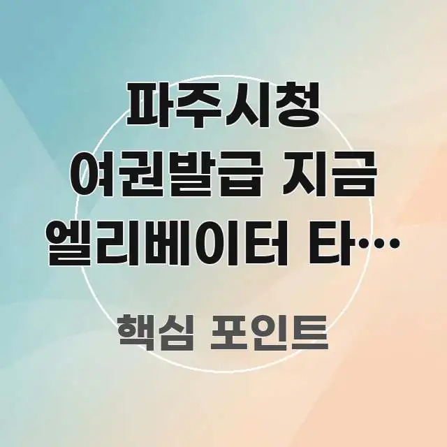 파주시청 여권발급 지금 엘리베이터 타는 중 | 민원실 핵심 개념을 담은 텍스트 포스터 이미지 - 설명을 돕는 이미지